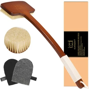 Exfoliation Set-17.71 Inch Boar Bristles Back Scrubber Bath Brush,Shower Brus... - Picture 1 of 9