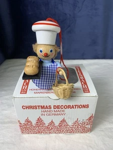 Vintage Steinbach Handmade Wooden German Ornament Baker Bread & Basket of Eggs - Picture 1 of 7