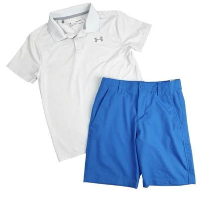 Conjunto Under Armour Juvenil Polo Blanco Azul Pantalones Cortos Niños Talla Mediana Golf Foto 1 de 4