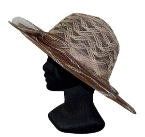 Chapeau taille XL femme de cérémonie mariage été marron beige gris brown hat new - Picture 1 of 4
