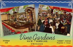 CHICAGO, ILLINOIS - RISTORANTE VIGNETI - INTERNI - CARTOLINA LINO VINTAGE - Foto 1 di 2