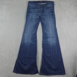 7 for all Mankind Jeans Womens 27 Blue Denim Flared Mid Rise - Picture 1 of 17