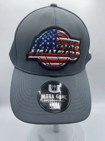 NBA Los Angeles Lakers Hat OSFA | Gray | American Flag Logo USA Ultra Game NEW Cover