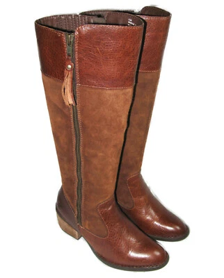 Botas Born Tall Hasta la Rodilla Marrón Gamuza + Cuero Campus Cremallera EE. UU. Mujeres Talla 6.5 M Foto 1 de 4