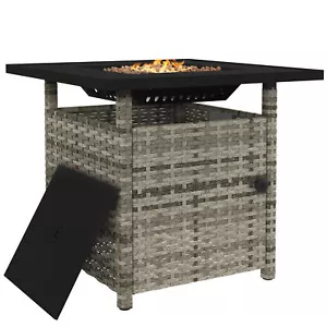 Outsunny 50,000 BTU Rattan Fire Pits for Garden, Propane Fire Pit Table, Grey - Picture 1 of 12