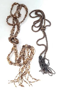 Vintage 2-teiliges Set Rocailles Halskette Lariat Flapper gewebte Fransen irisierend - Bild 1 von 8