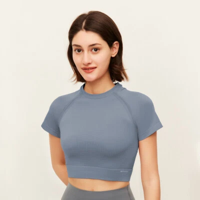 OH! Sexy Camiseta Corta Para Mujer Protección UV Yoga Ropa Ajustada *Azul L Foto 1 de 4