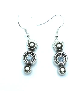 Brighton Halo Blue Aqua Burst Tanzanite Crystals Custom Silver Earrings - Picture 1 of 7