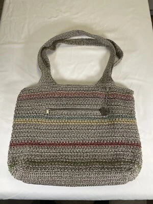 Cartera The Sak Gris Azul Crochet Cremallera Bolso de Mano Hobo Cartera Bolso de Hombro Foto 1 de 4