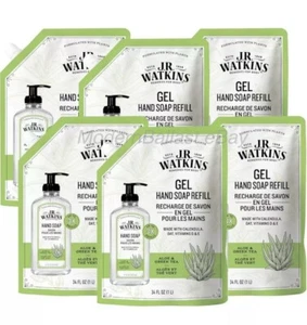 J.R. Watkins Hand Wash Soap Gel Refill Pouch Scented Aloe Green Tea 34 FL Oz 6PK - Picture 1 of 7