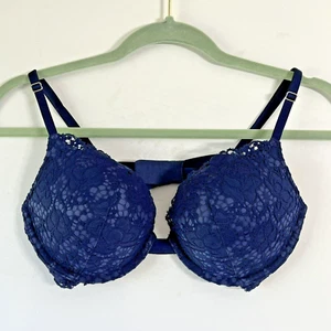 EUC Victoria's Secret Very Sexy Push Bra Blue Lace Underwire Size 34C - Picture 1 of 12