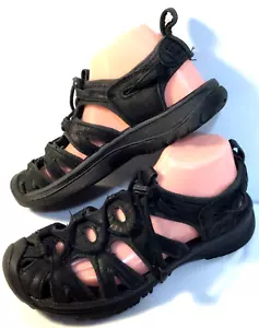 Women's 9.5 KEEN Black Whisper Leather Sandals, Hiking Shoes - Picture 1 of 14