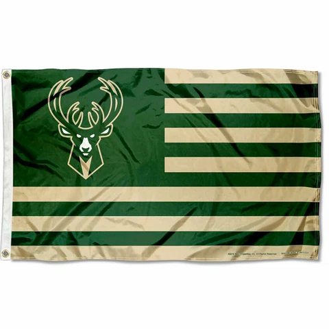 Milwaukee Bucks Patriotic Americana Logo Flag Cover