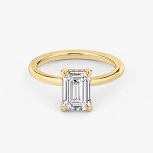 3 Ct Emerald Cut Lab Grown Diamond Hidden Halo Engagement Ring 14k Yellow Gold - Picture 1 of 4