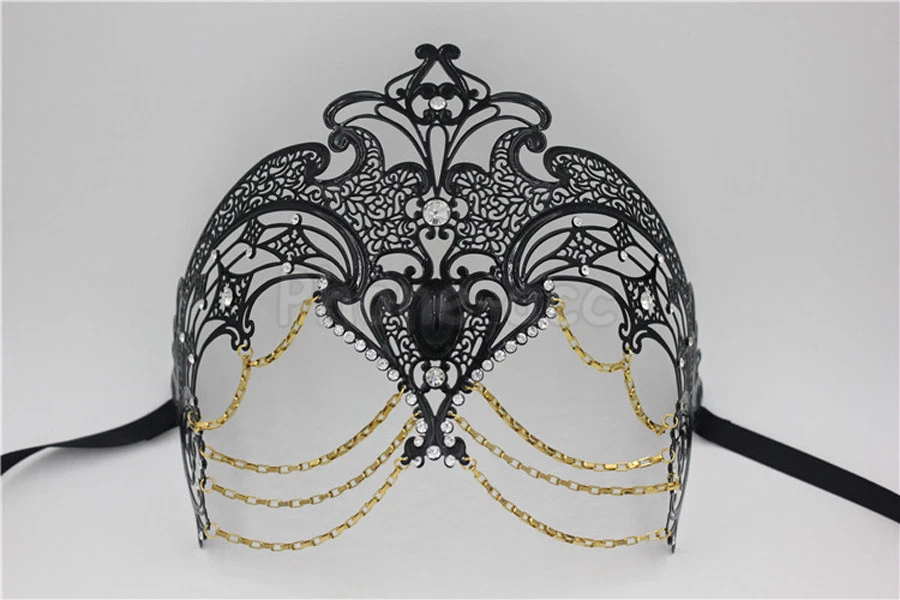 Máscara feminina egípcia corrente veneziana fantasma corte a laser filigrana metal máscara - Imagem 1 de 1