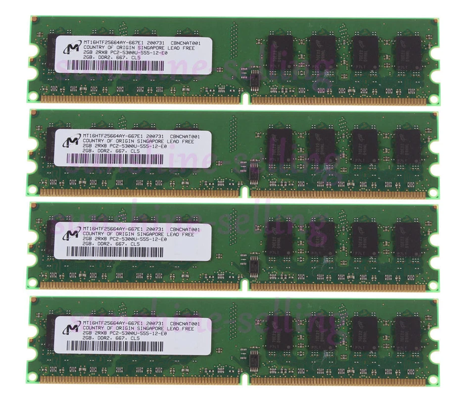 Micron DDR2 RAM 8 GB 4X 2 GB PC2-5300  667Mhz 240pin PC5300 DIMM Desktop Memory - Image 1 of 4