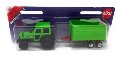 Tractor agrícola SIKU 1513 Deutz DX 85 con remolque. Hecho en Alemania. blister card Foto 1 de 2