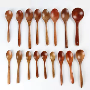 Natural Wooden Spoon Teaspoon Coffee Honey Soup Sugar Hand Made Gifts NEW - Picture 1 of 31