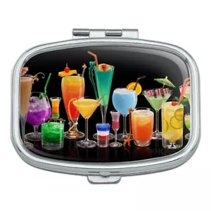 Cocktails Cocktail Drinks Bar Happy Hour Rectangle Pill Case Trinket Gift Box - Picture 1 of 4
