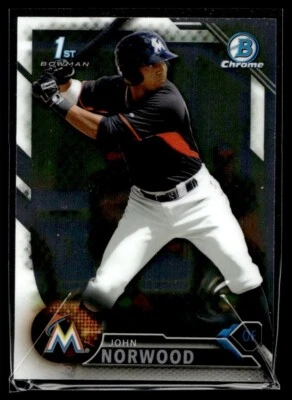 2016 Bowman Chrome Prospects John Norwood Miami Marlins #BCP27 - Image 1 of 2