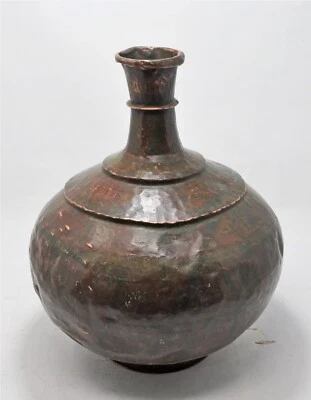 Antigua olla de almacenamiento de agua grande de cobre Surai original antigua grabada finamente a mano Foto 1 de 4