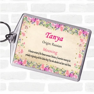 Tanya Name Meaning Bag Tag Keychain Keyring Floral - Picture 1 of 1
