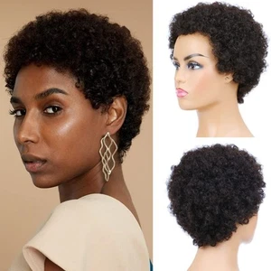 Pelucas cortas de cabello humano rizado afro rizado para mujer, completas y esponjosas hechas a máquina - Imagen 1 de 5