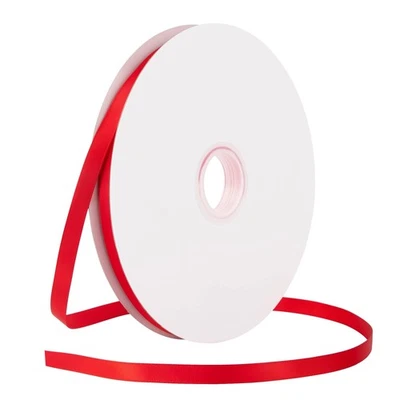3/8 Inch Red Satin Ribbon 100 Yards Double Faced Craft, Solid Color Fabric Gift - Image 1 of 4