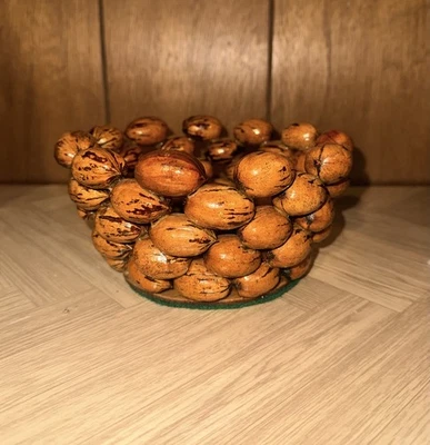 Vintage 1980s Rustic Pecan Nut Bowl - Image 1 of 3