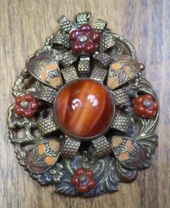 Antiker Anhänger aus Stein/Emaille Metall im viktorianischen Stil - Bild 1 von 4