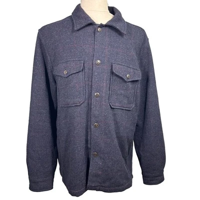 J.Crew Ludlow MOON Premium Merino Lambswool Shirt Jacket Size L Navy Plaid - Image 1 of 4