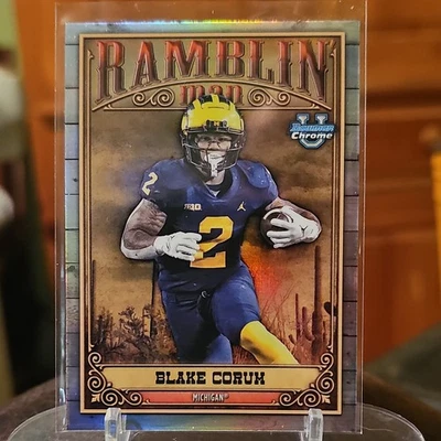 2023 Bowman University Chrome #RM-8 Blake Corum Rookie Ramblin' Man Michigan - Image 1 of 2