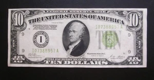 1928 B $10 DOLLARS BANKNOTE XF+ FRN LIME GREEN MINNEAPOLIS RARE Fr.2002-I - Picture 1 of 2