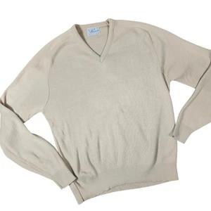Pinnacle Made in USA Beige Strick V-Ausschnitt Pullover Herren XL Vintage 70er-80er - Bild 1 von 7