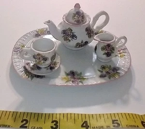 Miniature Dollhouse Porcelain Partial Teas Set Floral See Description - Picture 1 of 21