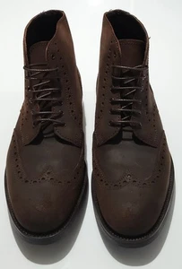 Barker Butcher Wax Leather Lace-up Brogue Dainit Ankle Boots Brown uk 7.5  - Picture 1 of 6