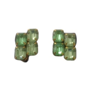 PENDIENTES CLIP ORO VINTAGE con Piedras Verdes - Imagen 1 de 5