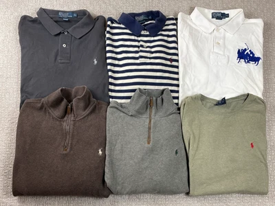 Lote de 6 Camisas Polo Ralph Lauren Para Hombres XL 1/4 Cremallera Suéter Rayas Polo Estampida Foto 1 de 4
