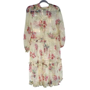 ASOS Women’s 4 Yellow Pastel Floral Dress Cottagecore Coquette Boho Floaty Tier - Picture 1 of 19