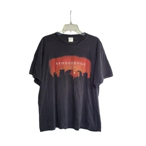 Vintage 90s Stonehenge Art Faded Worn Euro T Shirt Size XL Distressed Grunge - Picture 1 of 15