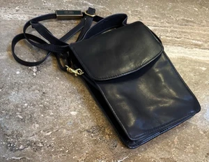 Rolfs Black Leather Crossbody Shoulder Bag Built-In Wallet Organizer Vintage - Picture 1 of 16
