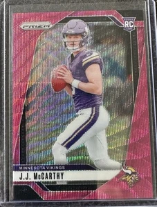 2024 Panini Prizm - Rookies J.J. McCarthy #400 Pink Wave Prizm (RC) - Foto 1 di 2