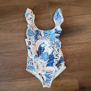 Tommy Bahama Girls Size 4T Pink Blue Swimsuit Bathing Suit One Piece Ruffles - Picture 1 of 18