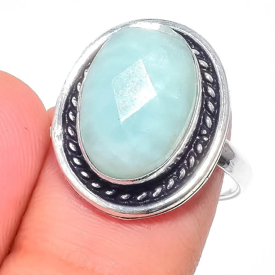 Natural Amazonite Gemstone  Handmade 925 Sterling Silver All Size Ring For Gift - Image 1 of 1