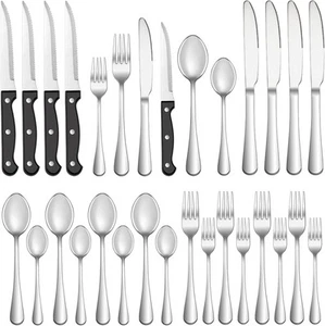 24 teiliges Silberbesteck Set mit Steakmesser Service für 24 Teile, Silber - Bild 1 von 7