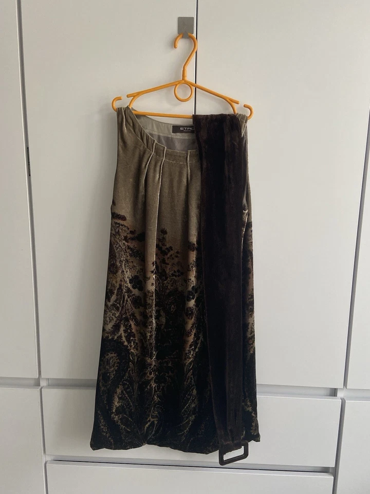 Vestido forrado ETRO Itália viscose/veludo de seda "Paisley" tamanho: 40 com cinto - Imagem 1 de 4
