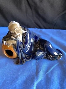 VTG Authentic Asian Man Resting Signed & Numbered Chinese Figurine - Picture 1 of 14