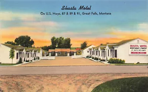 DE COLECCIÓN GREAT FALLS MT MONTANA ROADSIDE LINO POSTAL SHASTA MOTEL 82122 R - Imagen 1 de 2