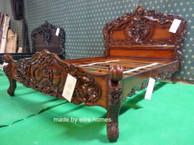 Muebles de estilo francés veneciano King talla 5' antiguos en mal estado chic estilo francés cama rococó veneciana  Foto 1 de 4
