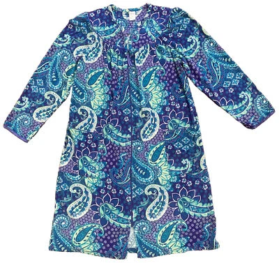 Bata de terciopelo abrigo cachemir púrpura y verde cremallera frontal talla SM vintage Lissome Foto 1 de 4